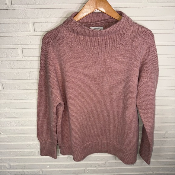 Vince Dusty Pink Marled Wool Blend Funnel Neck Sweater, Women’s Size Medium - Picture 4 of 9